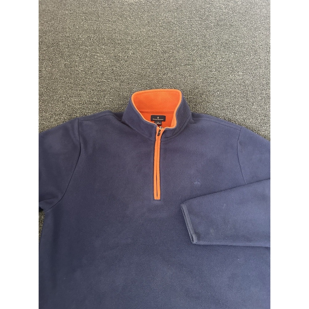 Brooks Brothers Fleece Quarter Zip Navy/Orange Mens Size XL Casual Pullover